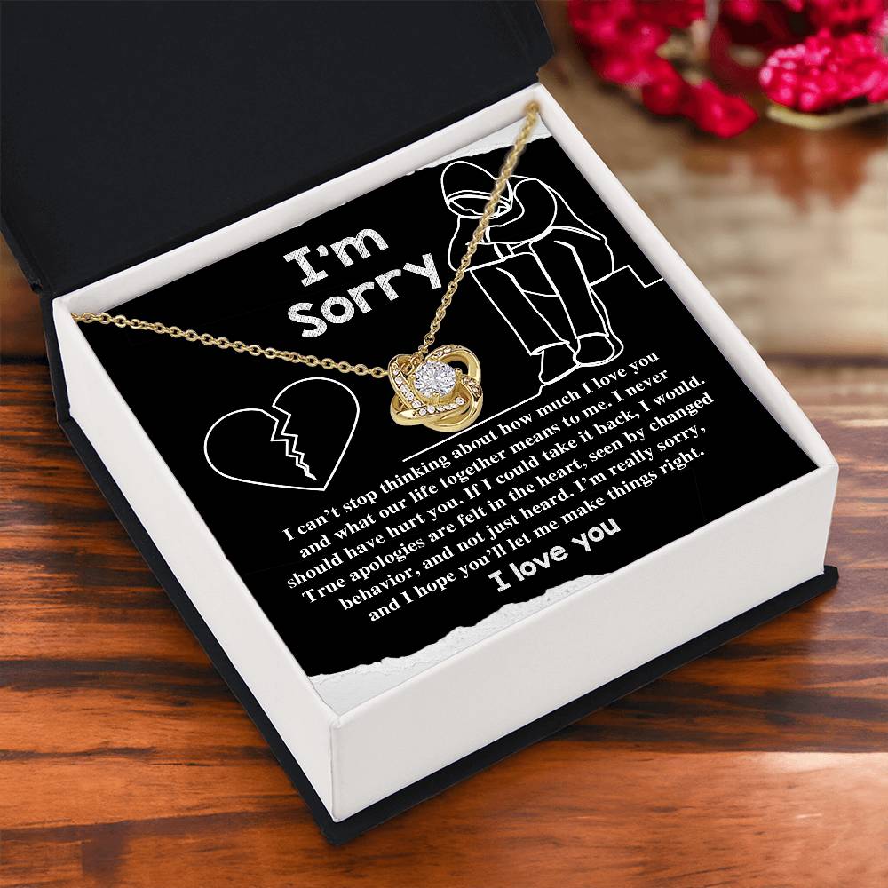 I'm Sorry - Never Hurt You - Make Things Right - Not Just Heard - I Love You  - Love Knot Silver Necklace LN, APZ0000059LN