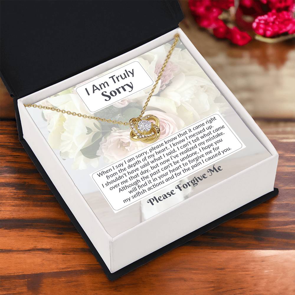 I Am Truly Sorry - Heart To Forgive Me - What I Said - Please Forgive Me  - Love Knot Silver Necklace LN, APZ0000051LN