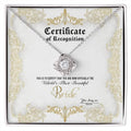 Bride - World's Most Beautiful - Certificate Of Achievement - Love Knot Necklace LN, WED0000005LN - Sweet Yasmin 21