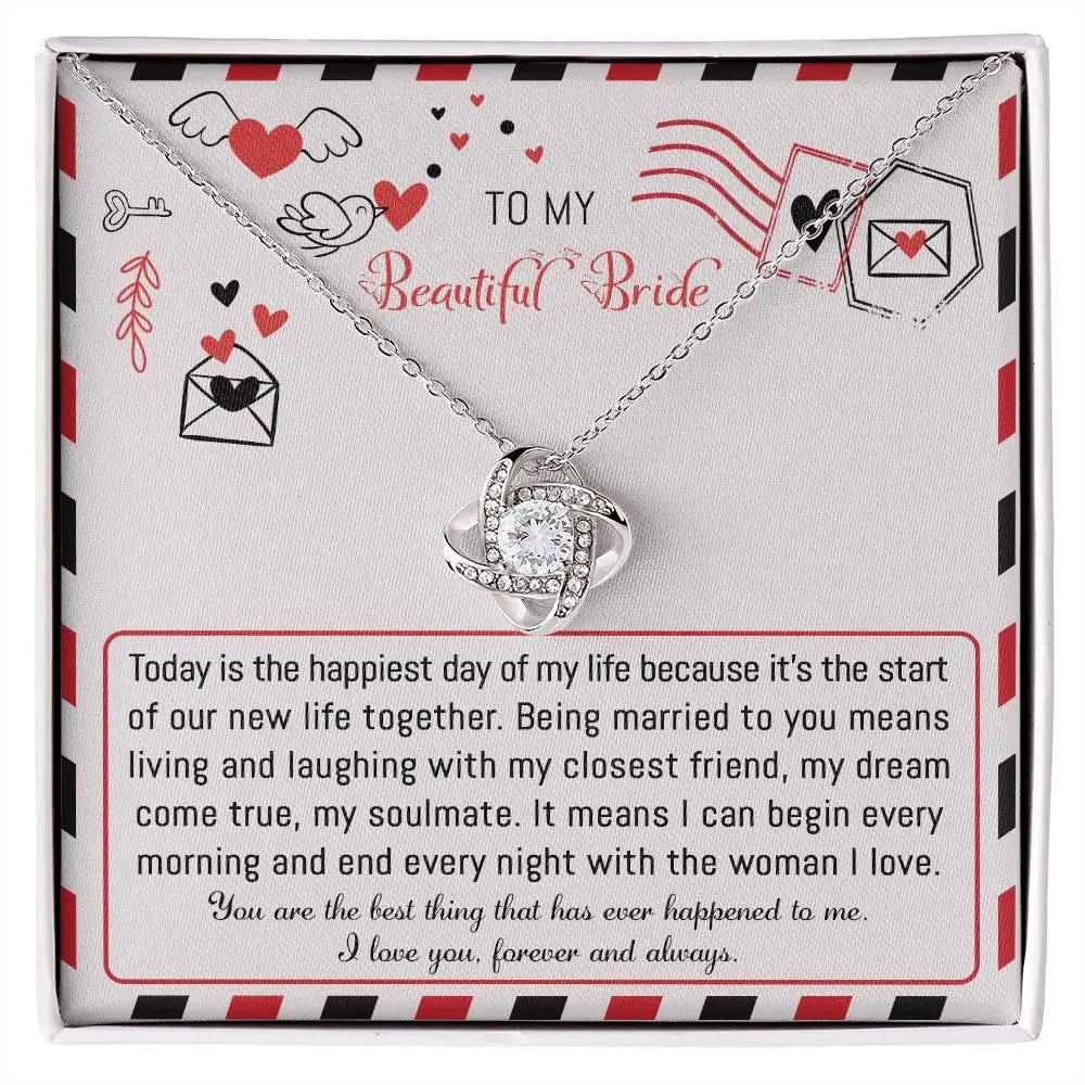 To My Beautiful Bride - The Happiest Day - Love Knot Necklace LN, WED0000009LN - Sweet Yasmin 21