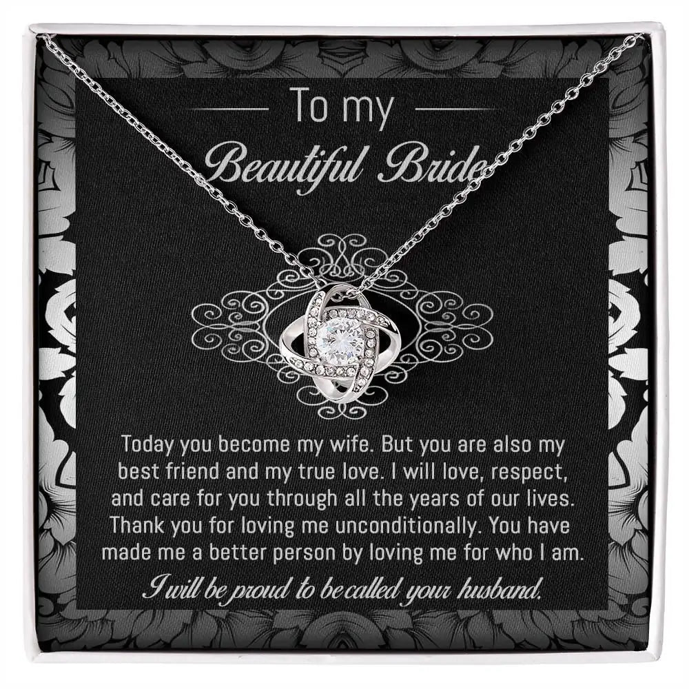 To My Beautiful Bride - My True Love - Love Knot Necklace LN, WED0000007LN - Sweet Yasmin 21