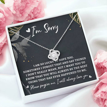 I'm Sorry - Lucky To Have You - You Will Always Be The Best Thing - Please Forgive Me - I Will Always Love You - Love Knot Silver Necklace LN, APZ0000072LN