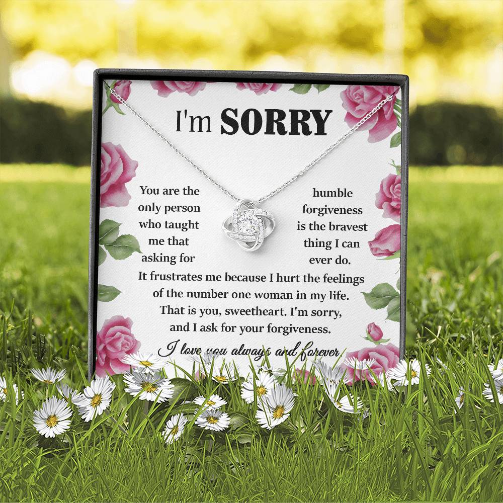 I'm Sorry - Your Forgiveness - Hurt The Woman In My Life - Love You Always And Forever  - Love Knot Silver Necklace LN, APZ0000052LN