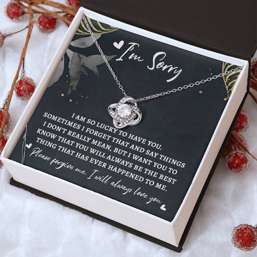 I'm Sorry - Lucky To Have You - You Will Always Be The Best Thing - Please Forgive Me - I Will Always Love You - Love Knot Silver Necklace LN, APZ0000072LN