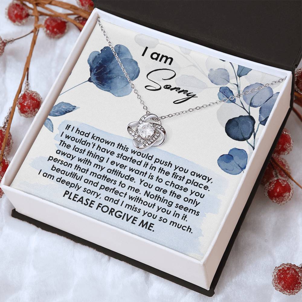 I Am Sorry - Push You Away - Matters To Me - Deeply Sorry - Miss You So Much - Please Forgive Me  - Love Knot Silver Necklace LN, APZ0000048LN