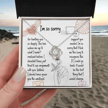 Sorry - Deeply Hurting You - Emotional Support - I Love You  - Love Knot Silver Necklace LN, APZ0000026LN