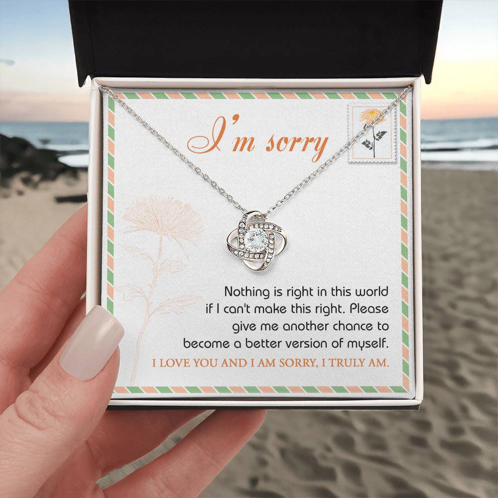 I'm Sorry - Another Chance - Make It Right  - Love Knot Silver Necklace LN, APZ0000007LN