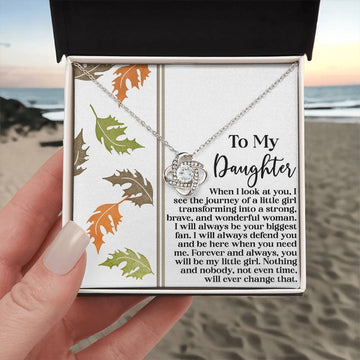 To My Daughter - Always Be Your Biggest Fan - Little Girl Transforming - Strong, Brave & Beautiful Woman - Forever My Little Girl - Love Knot Silver Necklace LN, DAU0000032LN