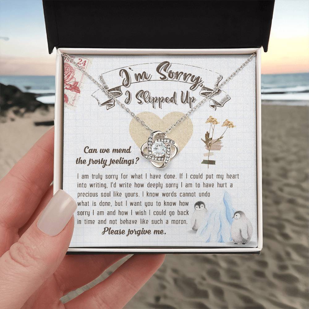 I'm Sorry - Precious Soul - Sorry To Hurt You - Please Forgive Me  - Love Knot Silver Necklace LN, APZ0000034LN