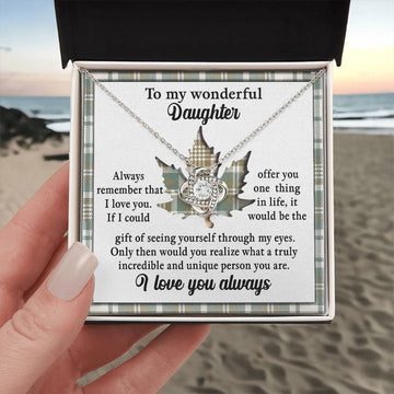 To My Wonderful Daughter - See Through My Eyes - Truly Incredible And Unique Person You Are - I Love You Always - Love Knot Silver Necklace LN, DAU0000028LN