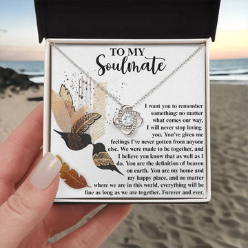 To My Soulmate - Never Stop Loving You - Given Me Feelings - Made To Be Together - Heaven On Earth - My Home My Happy Place - Forever And Ever - Love Knot Silver Necklace LN, WIF0000010LN