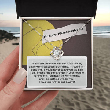 I'm Sorry - Please Forgive Me - Nothing Without You  - Love Knot Silver Necklace LN, APZ0000017LN