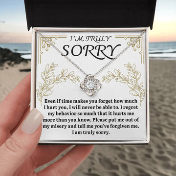 I'm Truly Sorry - Regret My Behavior - It Hurts Me - You've Forgiven Me - I Am Truly Sorry - Love Knot Silver Necklace LN, APZ0000067LN