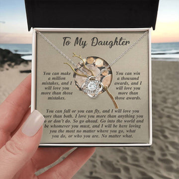 To My Daughter - A Thousand Awards - Love You More Than Anything - Loving You - No Matter What - Love Knot Silver Necklace LN, DAU0000030LN