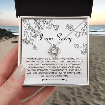 I Am Sorry - You Mean Everything To Me - Find Room In Your Big Heart - I Was Wrong - I Love You  - Love Knot Silver Necklace LN, APZ0000064LN