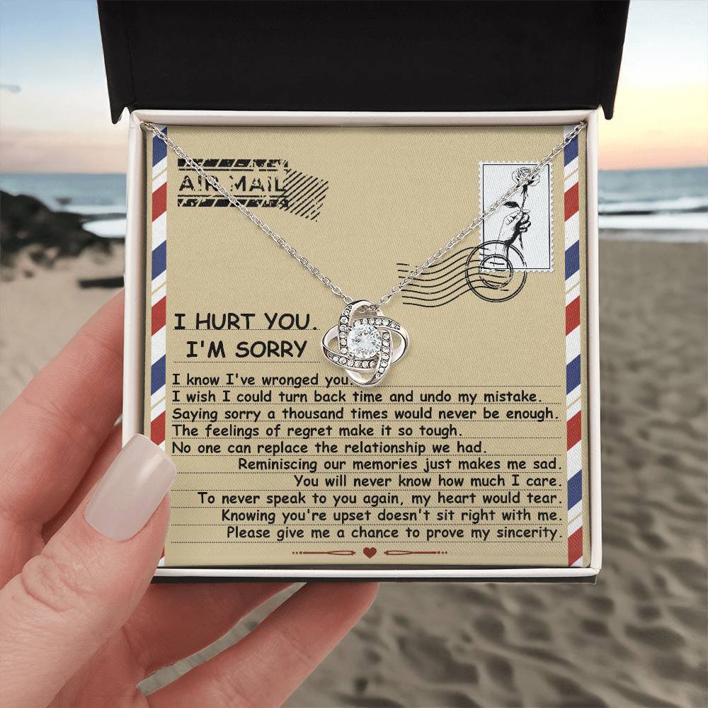 Sorry - Wronged You - Turn Back Time - Makes Me Sad  - Love Knot Silver Necklace LN, APZ0000030LN