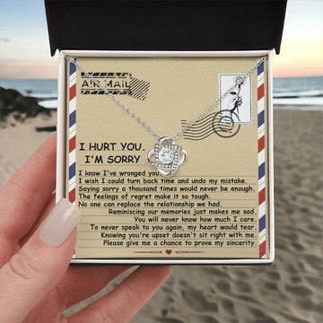 Sorry - Wronged You - Turn Back Time - Makes Me Sad  - Love Knot Silver Necklace LN, APZ0000030LN