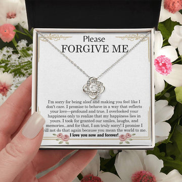 Please Forgive Me - Profound And True - You Mean The World To Me  - Love Knot Silver Necklace LN, APZ0000020LN