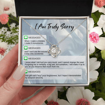 I Am Truly Sorry - Made A Mistake - Forgiveness With Deepest Sincerity  - Love Knot Silver Necklace LN, APZ0000012LN