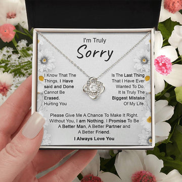 I'm Truly Sorry - Through My Eyes - Better Man, Better Partner & Better Friend - I Always Love You  - Love Knot Silver Necklace LN, APZ0000038LN