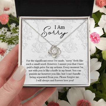 I Am Sorry - Like A Knife In My Heart - Please Forgive Me - Always And Forever Love You  - Love Knot Silver Necklace LN, APZ0000056LN