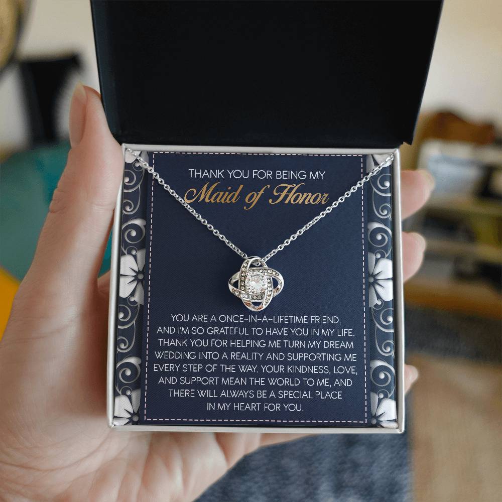 Maid of Honor - Lifetime Friend - Thank You - Love Knot Necklace LN, WED0000021LN