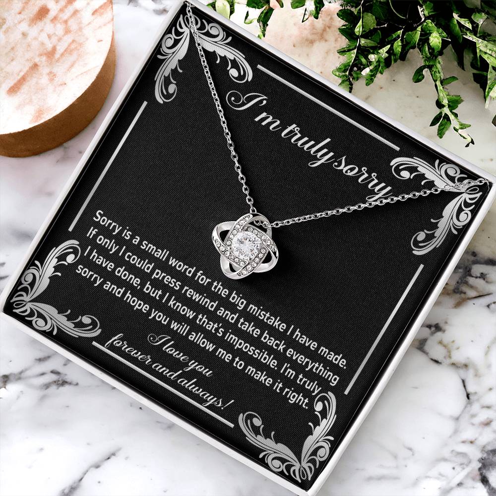 I Am Truly Sorry - Make It Right - Love You Forever And Always  - Love Knot Silver Necklace LN, APZ0000013LN