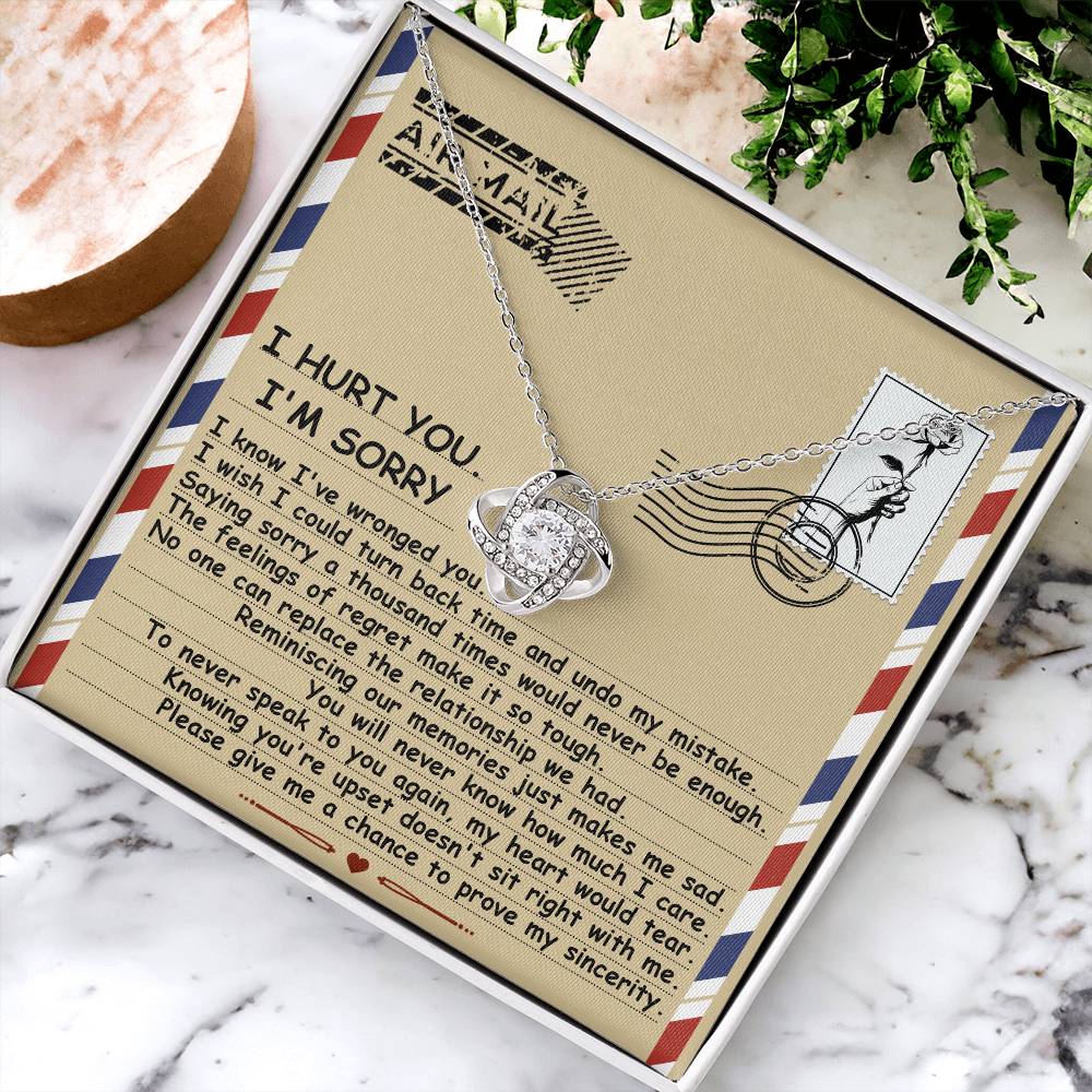 Sorry - Wronged You - Turn Back Time - Makes Me Sad  - Love Knot Silver Necklace LN, APZ0000030LN