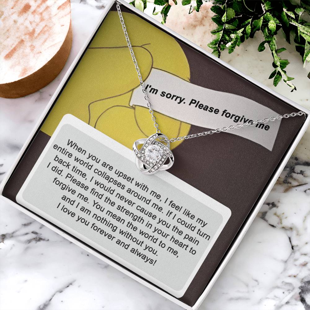 I'm Sorry - Please Forgive Me - Nothing Without You  - Love Knot Silver Necklace LN, APZ0000017LN