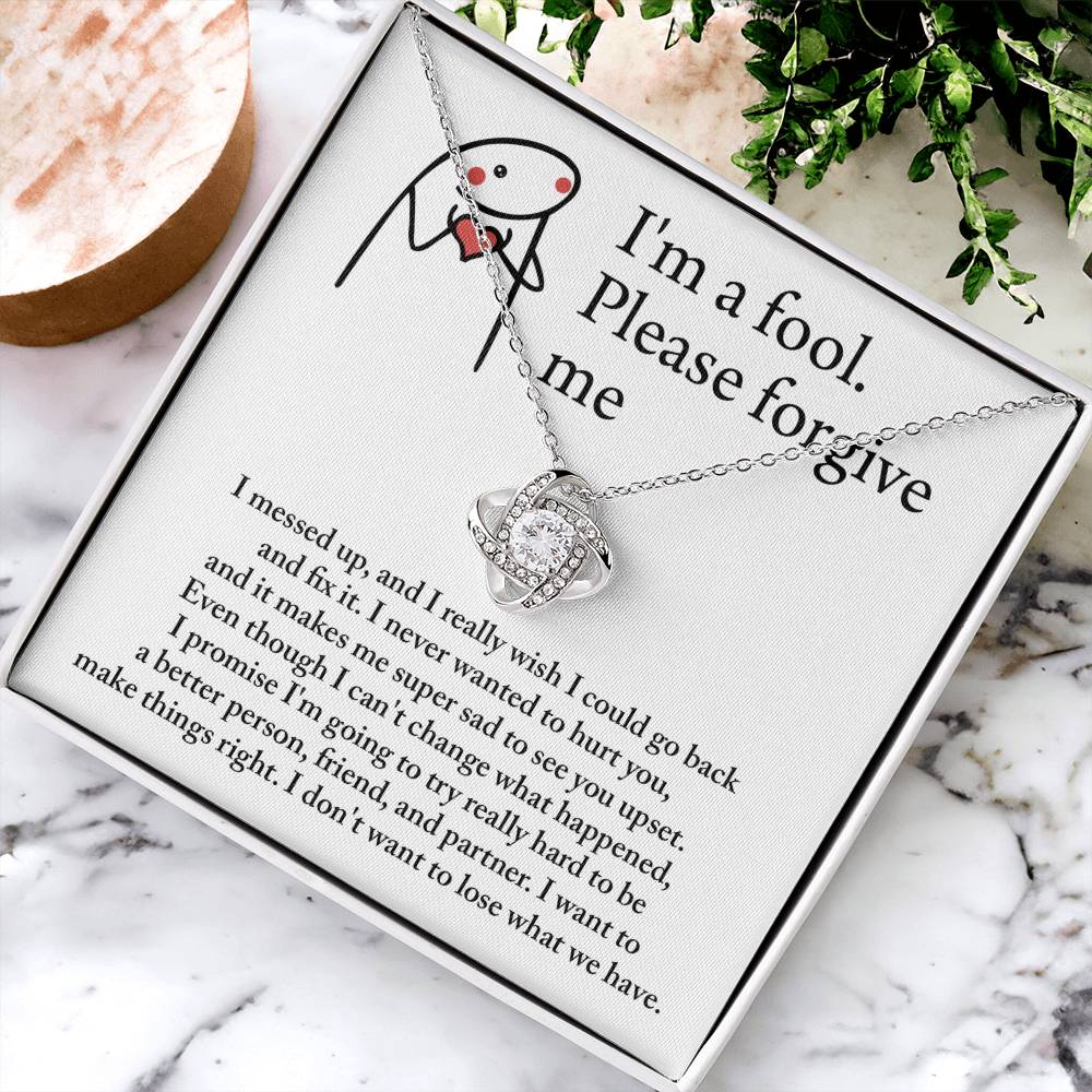 I'm A Fool - Please Forgive Me - Make It Right  - Love Knot Silver Necklace LN, APZ0000015LN