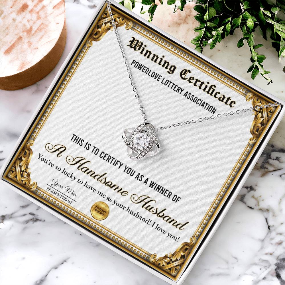 My Wife - Winner Of My Heart & Handsome Husband - Love Knot Necklace LN, WIF0000006LN