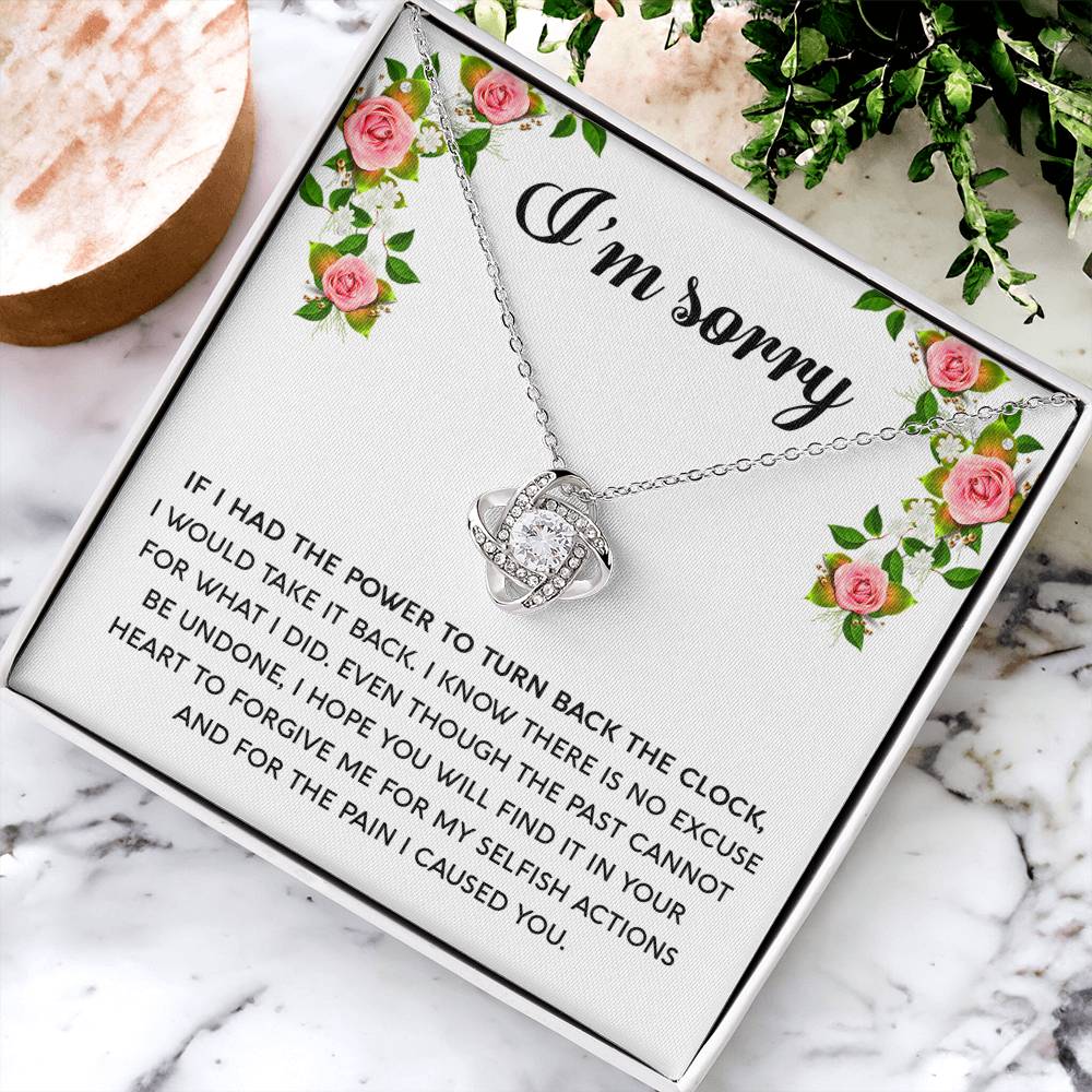 I'm Sorry - Make It Right - Forgive Me In Your Heart  - Love Knot Silver Necklace LN, APZ0000014LN