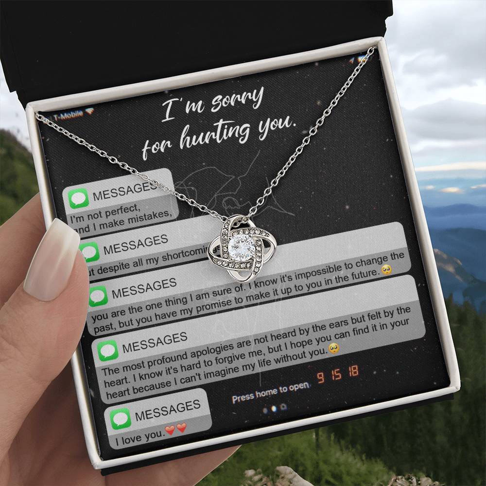 I'm Sorry For Hurting You - Make It Up To You - No Life Without You  - Love Knot Silver Necklace LN, APZ0000011LN