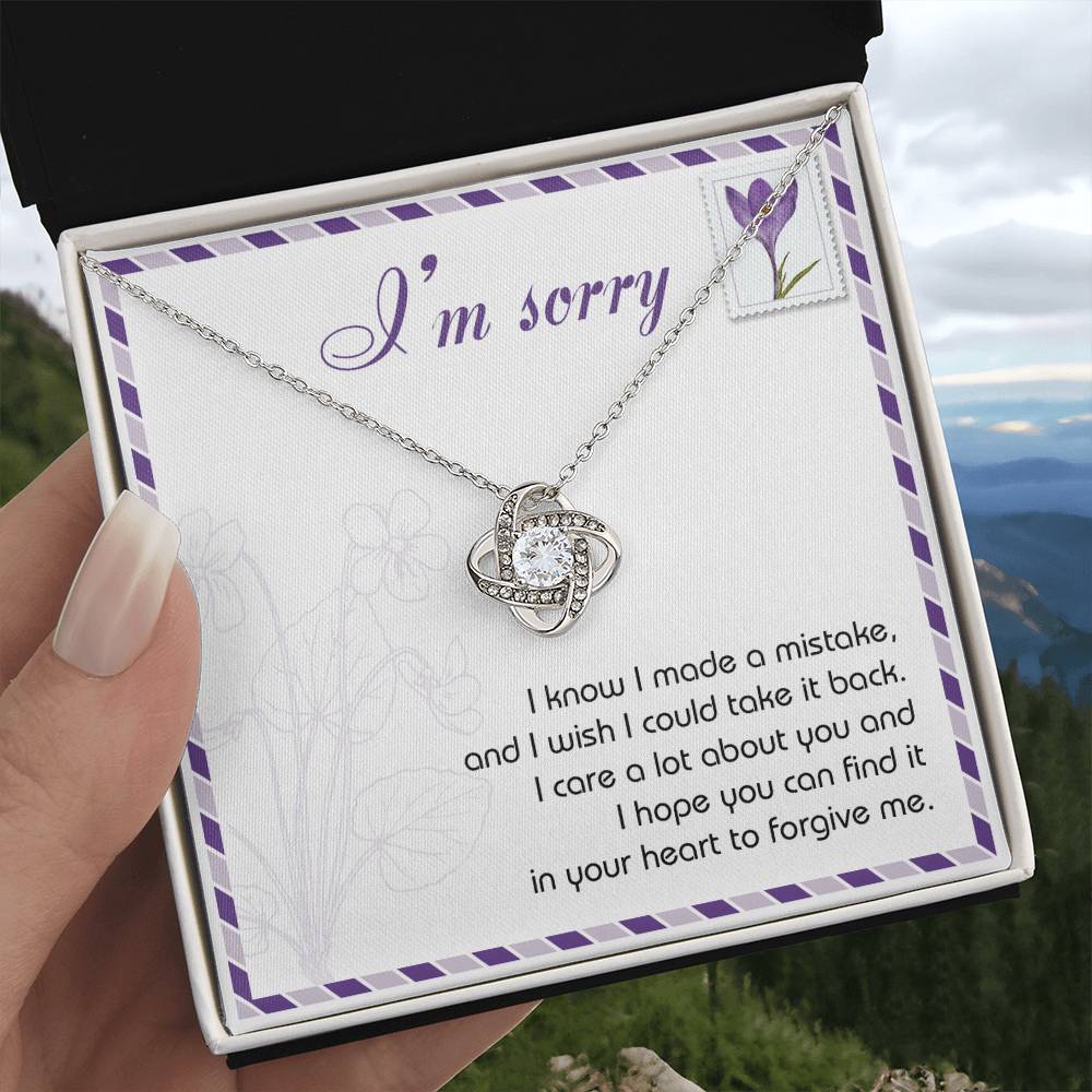 I'm Sorry - Wish I Could Take It Back - Your Heart To Forgive Me  - Love Knot Silver Necklace LN, APZ0000022LN