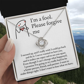 I'm A Fool - Please Forgive Me - Make It Right  - Love Knot Silver Necklace LN, APZ0000015LN