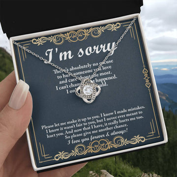 I'm Sorry - Make It Up To You - Love You Forever And Always  - Love Knot Silver Necklace LN, APZ0000023LN