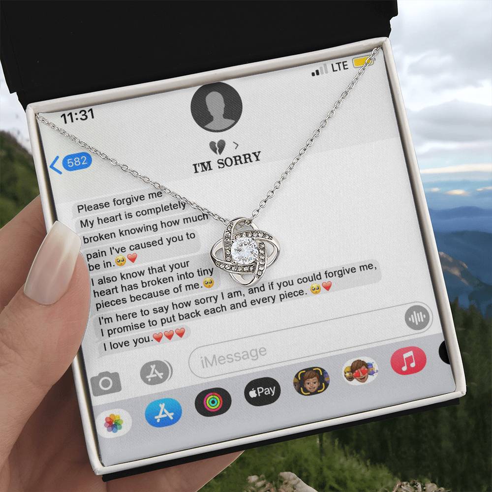 I'm Sorry - My Heart Is Completely Broken  - Love Knot Silver Necklace LN, APZ0000009LN