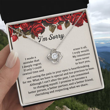 I'm Sorry - Deeply Regret - Too Precious To Lose  - Love Knot Silver Necklace LN, APZ0000019LN
