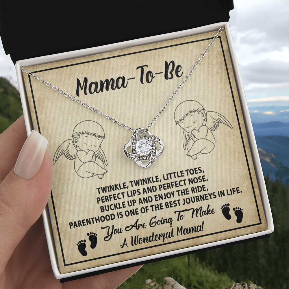 Mama To Be - Twinkle, Twinkle, Little Toes - Perfect Lips & Perfect Nose - Buckle Up & Enjoy The Ride - You Are Going To Make A Wonderful Mam - Love Knot Necklace LN, MTB000002LN