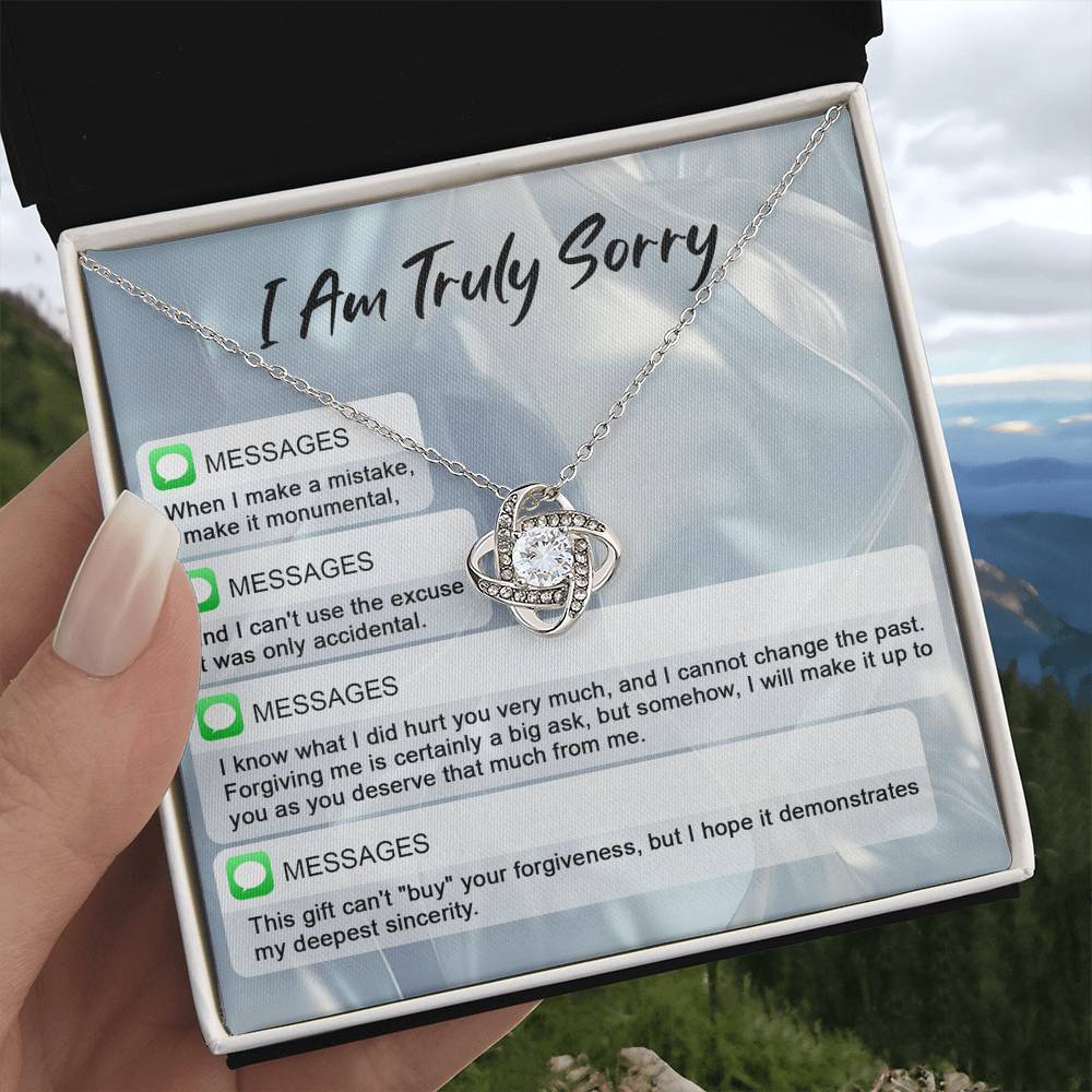 I Am Truly Sorry - Made A Mistake - Forgiveness With Deepest Sincerity  - Love Knot Silver Necklace LN, APZ0000012LN