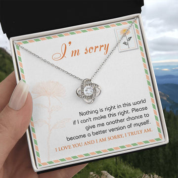 I'm Sorry - Another Chance - Make It Right  - Love Knot Silver Necklace LN, APZ0000007LN