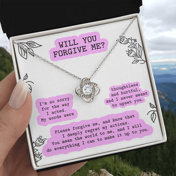 Will You Forgive Me - Sorry For My Actions - Never Meant To Upset You - Deeply Regret My Actions  - Love Knot Silver Necklace LN, APZ0000046LN