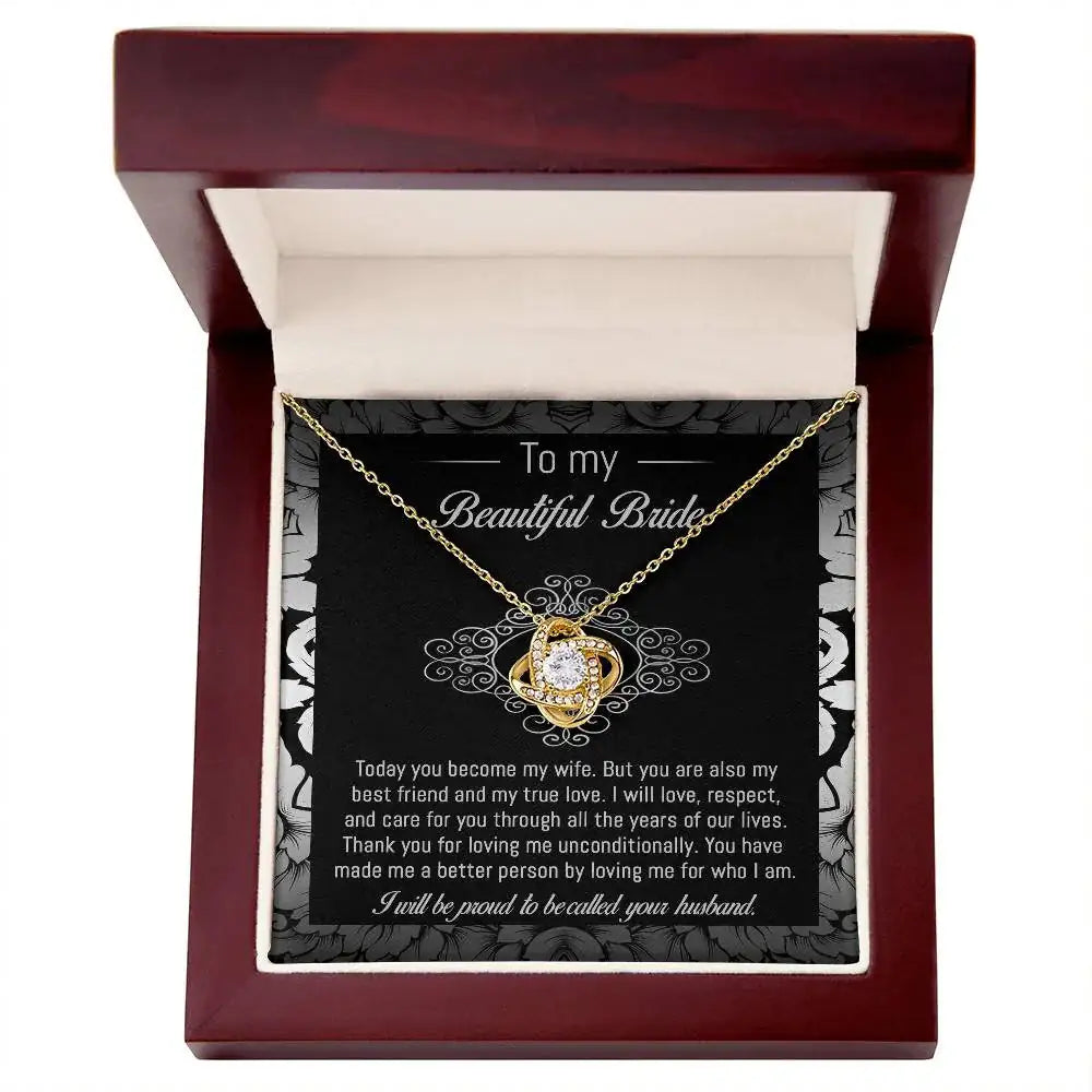 To My Beautiful Bride - My True Love - Love Knot Necklace LN, WED0000007LN - Sweet Yasmin 21
