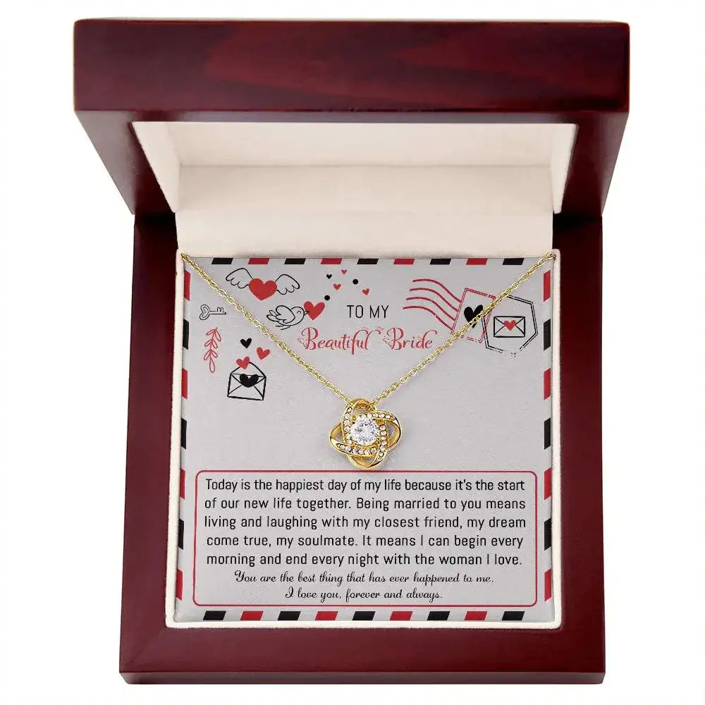 To My Beautiful Bride - The Happiest Day - Love Knot Necklace LN, WED0000009LN - Sweet Yasmin 21