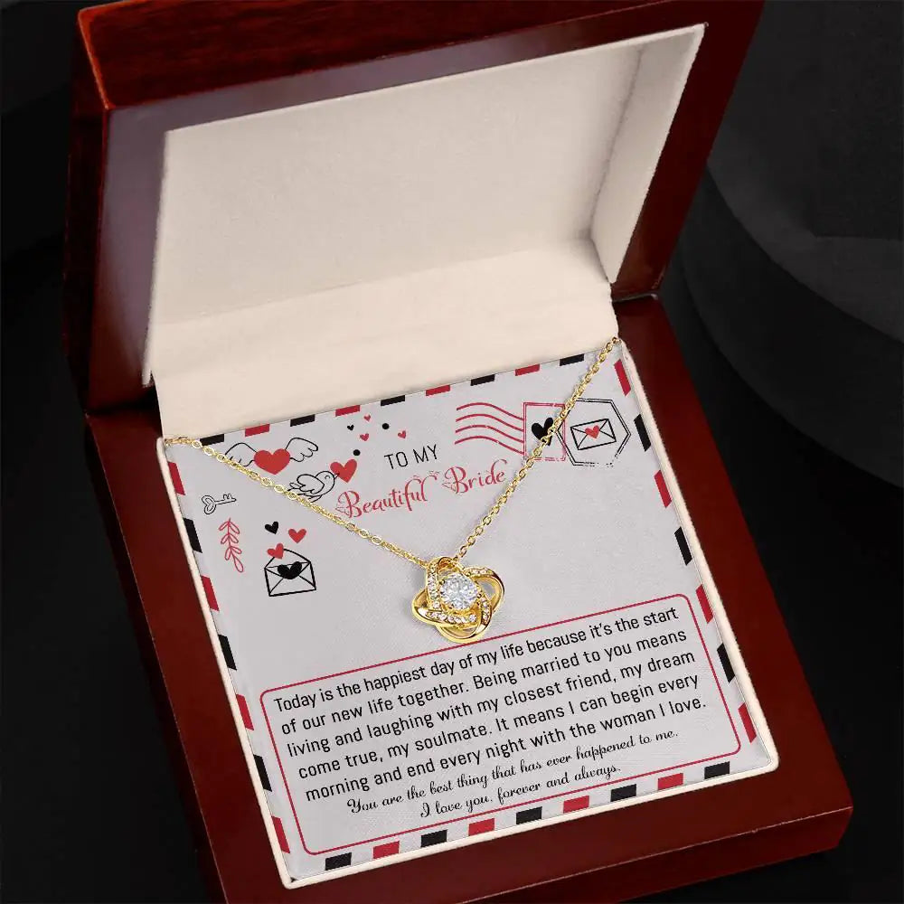 To My Beautiful Bride - The Happiest Day - Love Knot Necklace LN, WED0000009LN - Sweet Yasmin 21