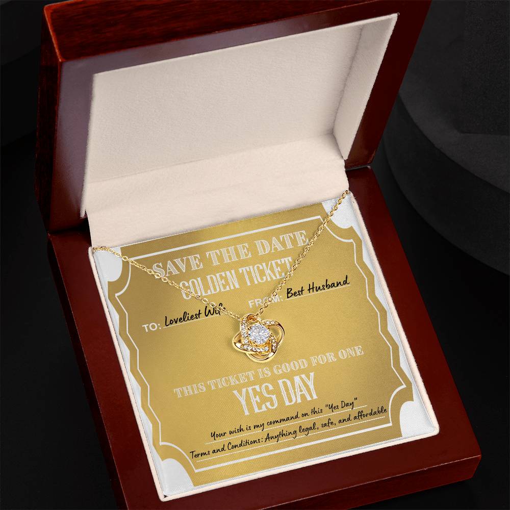 My Loveliest Wife - Golden Ticket - Love Knot Necklace LN, WIF0000003LN