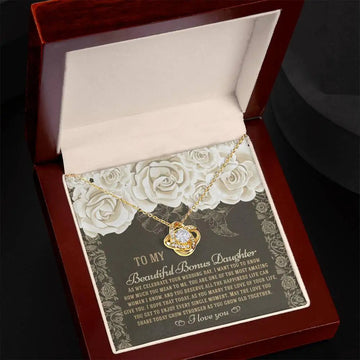To My Beautiful Bonus Daughter - Love Grow Together - Love Knot Necklace LN, WED0000003LN - Sweet Yasmin 21