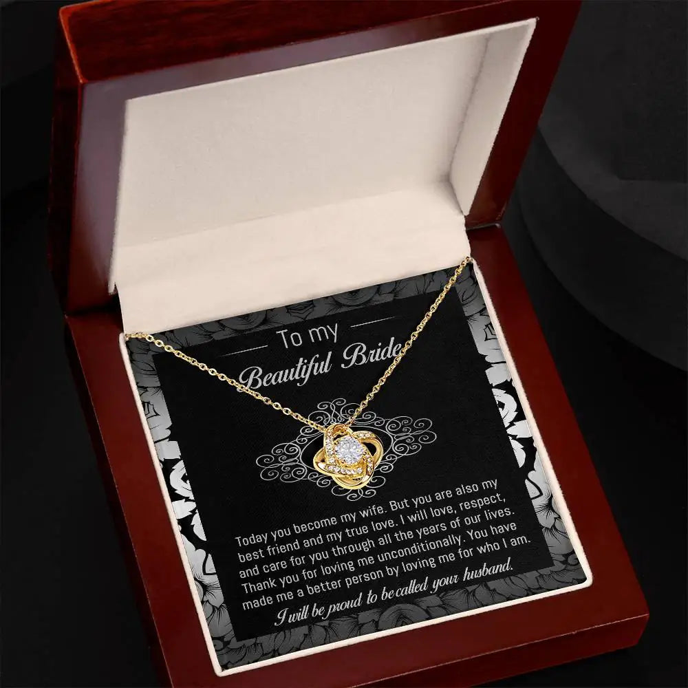 To My Beautiful Bride - My True Love - Love Knot Necklace LN, WED0000007LN - Sweet Yasmin 21
