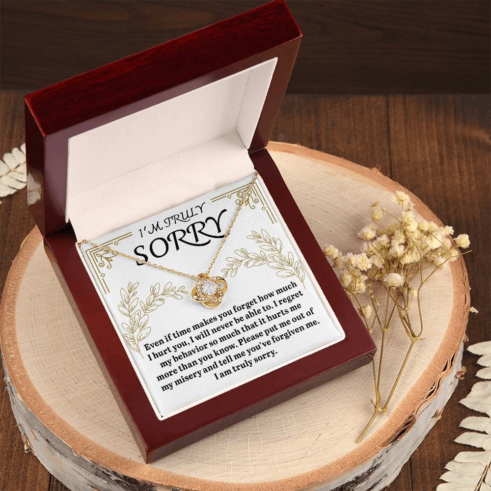 I'm Truly Sorry - Regret My Behavior - It Hurts Me - You've Forgiven Me - I Am Truly Sorry - Love Knot Silver Necklace LN, APZ0000067LN