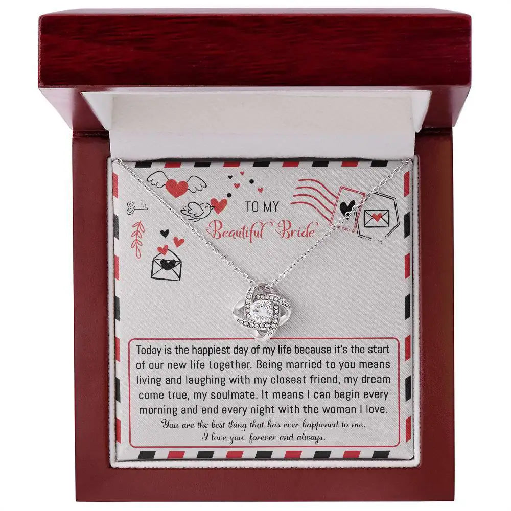 To My Beautiful Bride - The Happiest Day - Love Knot Necklace LN, WED0000009LN - Sweet Yasmin 21